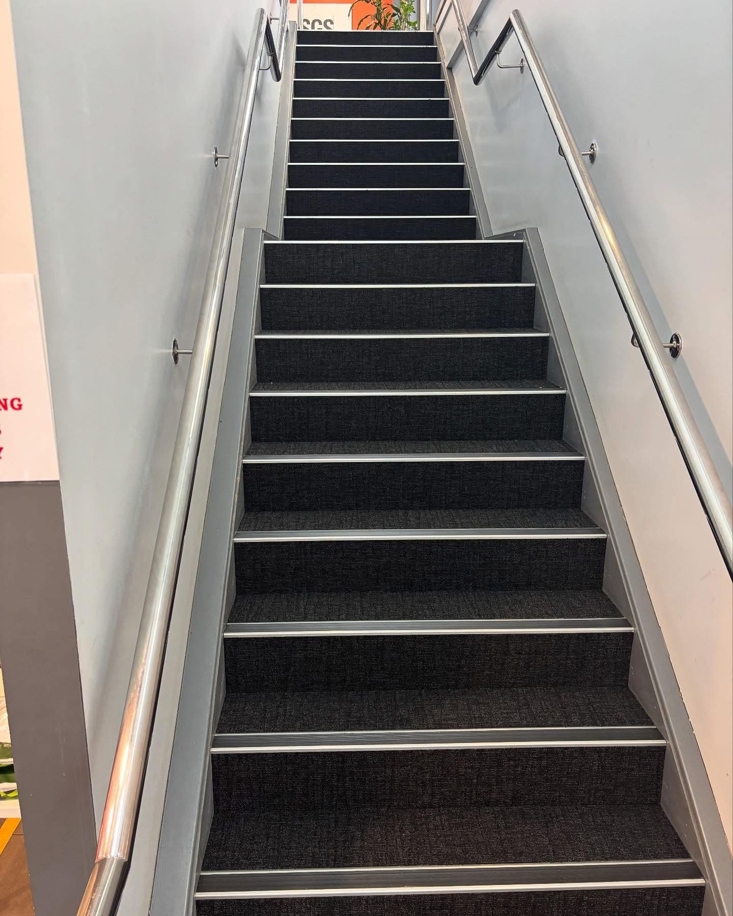 Staircase carpet tiles — alternate view