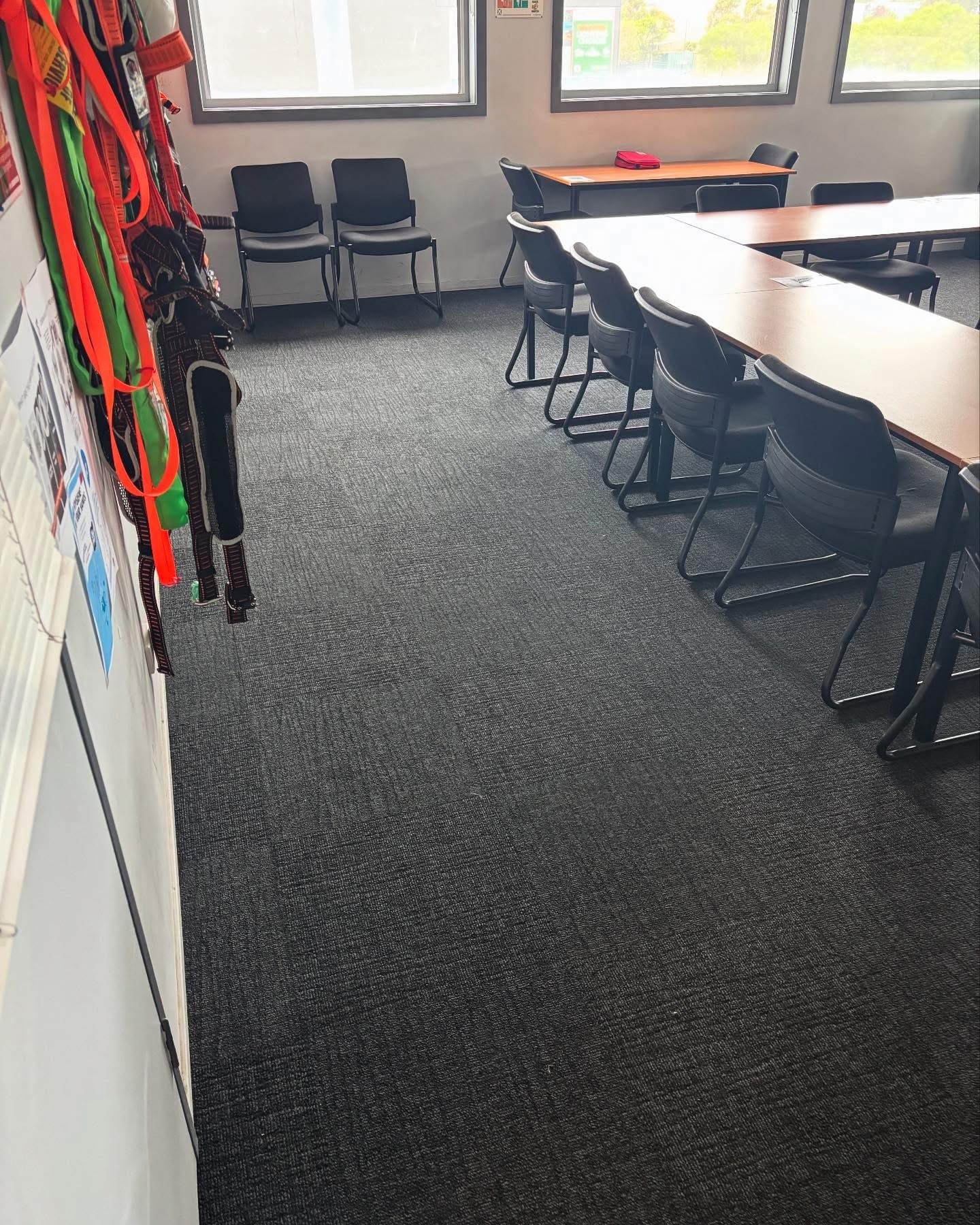 Training room commercial carpet installation